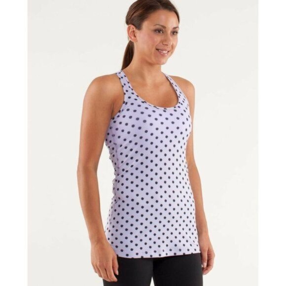 LULULEMON Womens Top Purple Cool Racerback Tank Polka Dot Noon Dot Size 2 - Picture 1 of 9